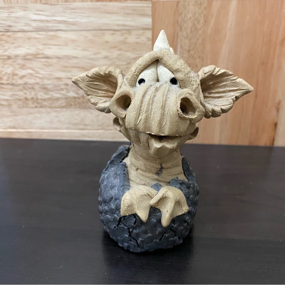 Adorable Kitsch Dragon Incense Burner Clay Pottery Figurine - Picture 2 of 12